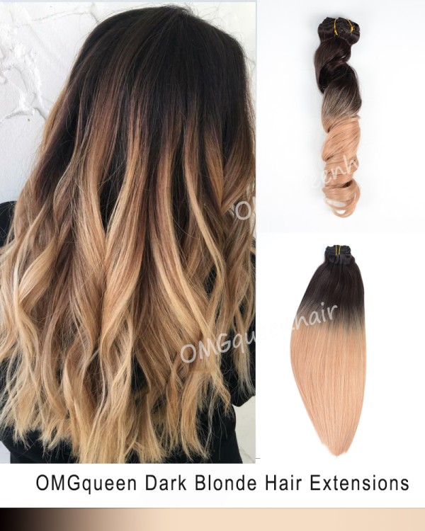 Ombre Dark Blonde Clip In Hair Extensions High Quality [ICP06