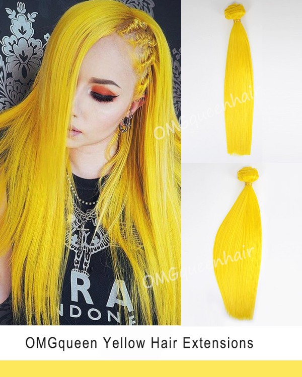 Hot Yellow Colorful Clip In Hair Extensions High Quality [ICP03
