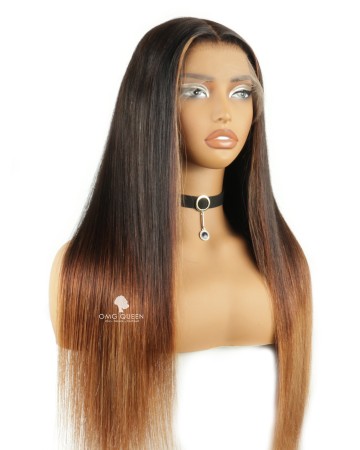 13*6in Brown Ombre Straight Clean Bleached HD Lace Front Glueless Wig [SMW22]