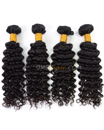 High Quality Deep Wave Indian Virgin Hair Natural Color 4pcs Hair  Weave/Weft  [IHW37]