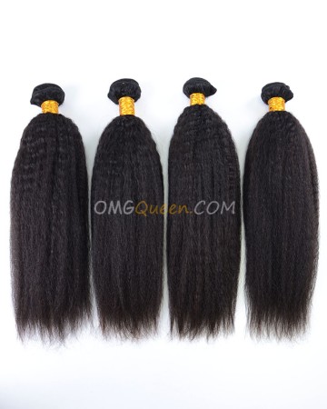  Indian Virgin Hair Kinky Straight Natural Color 4pcs Hair Weave/Weft High Quality Hair  [IHW40]